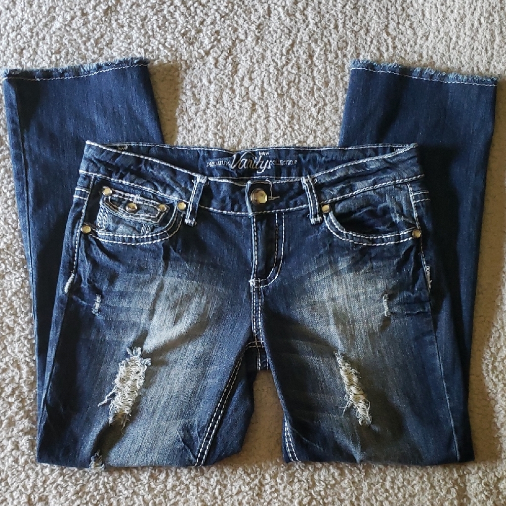Vanity Premium Collection Straight Western Embellished Medium Wash Denim Jeans